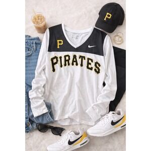 Nike Pittsburgh Pirates Long Sleeve Shirt Women's Size XXL White Black MLB